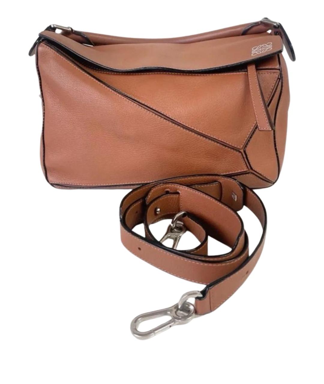 LOEWE Коричневая кожаная сумка с короткими ручками, фото 1