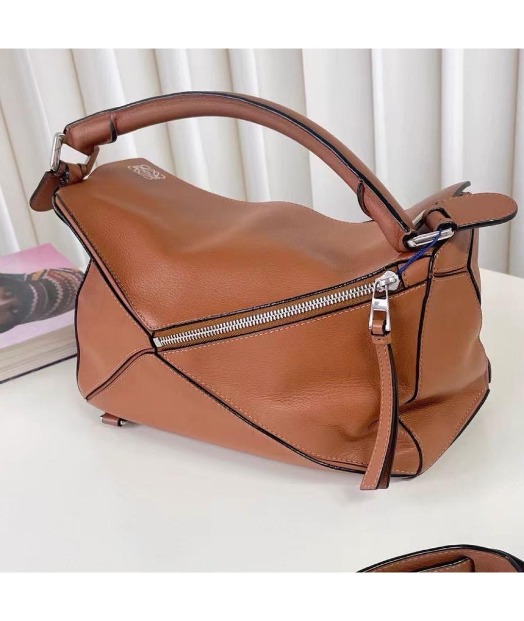 LOEWE Коричневая кожаная сумка с короткими ручками, фото 4