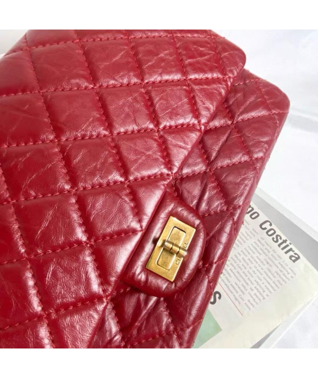 CHANEL Красная кожаная сумка через плечо, фото 2