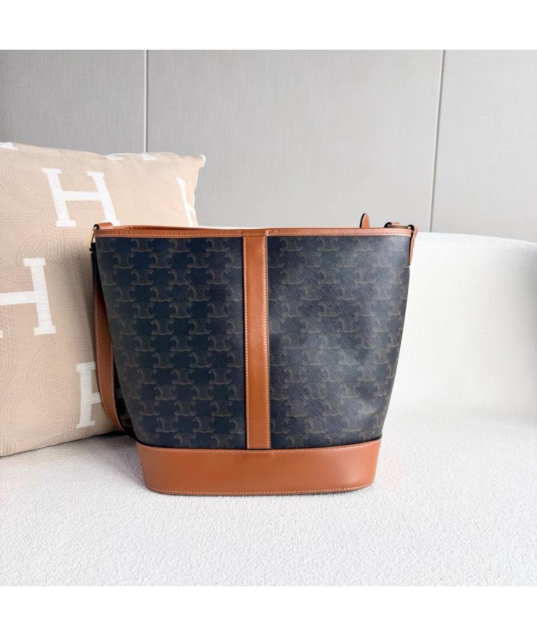 CELINE Коричневая кожаная сумка тоут, фото 2