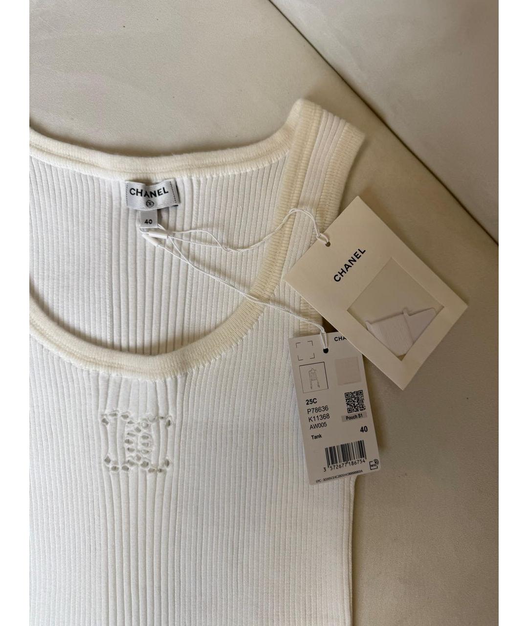 CHANEL Белая хлопковая майка, фото 2