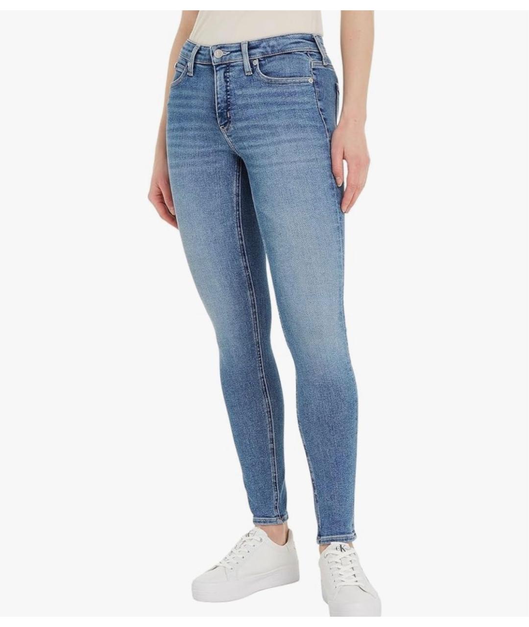 CALVIN KLEIN Голубые хлопко-эластановые джинсы слим, фото 2