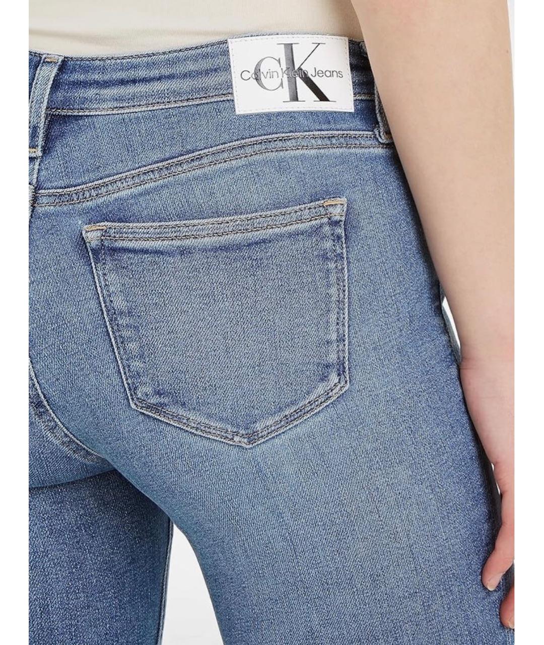 CALVIN KLEIN Голубые хлопко-эластановые джинсы слим, фото 4