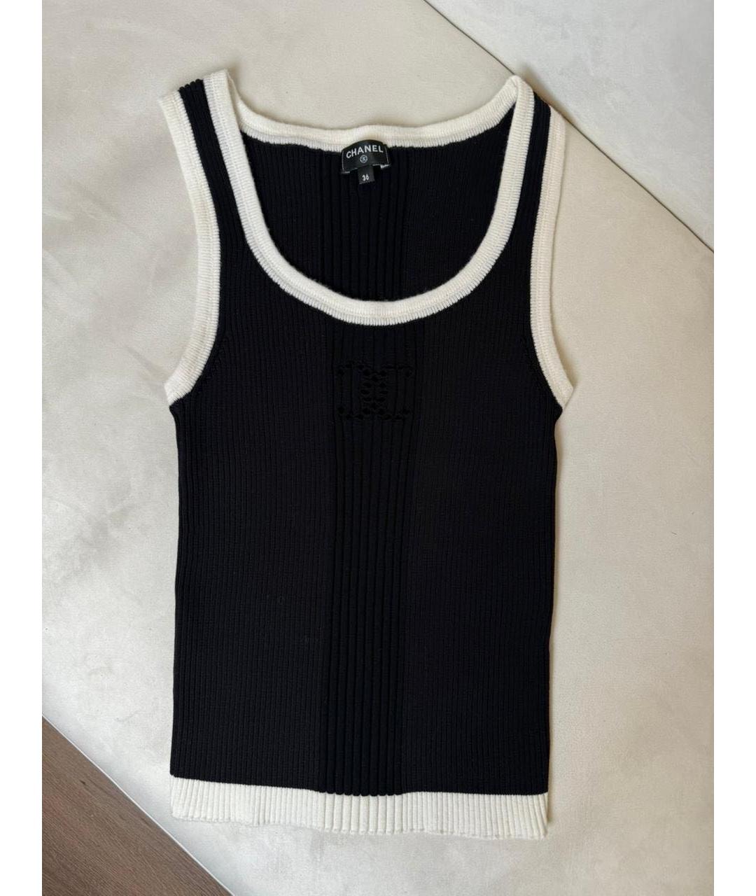 CHANEL Черная хлопковая майка, фото 3
