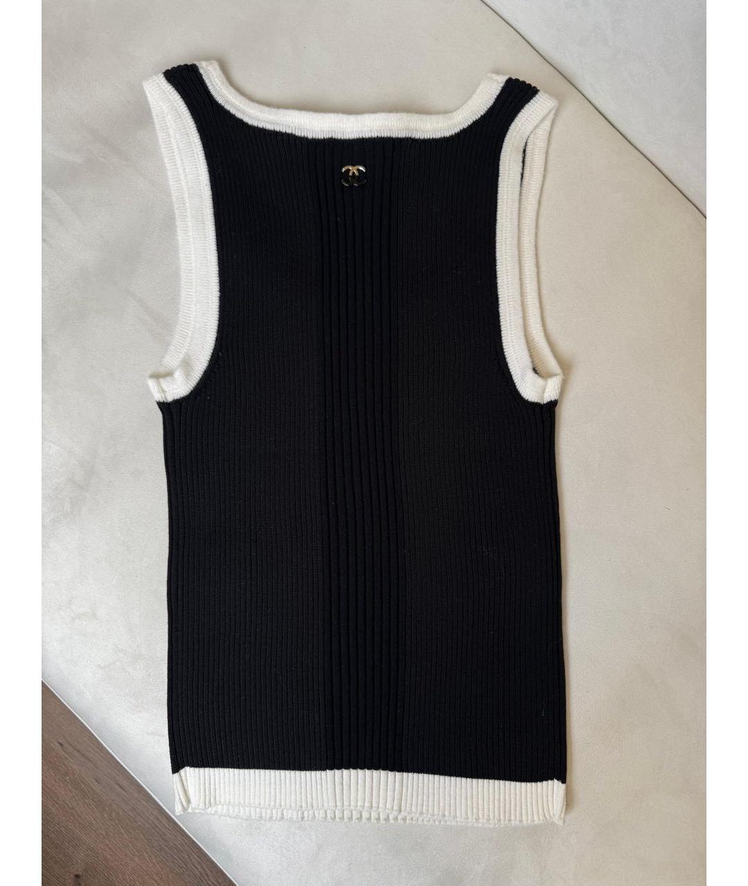 CHANEL Черная хлопковая майка, фото 2