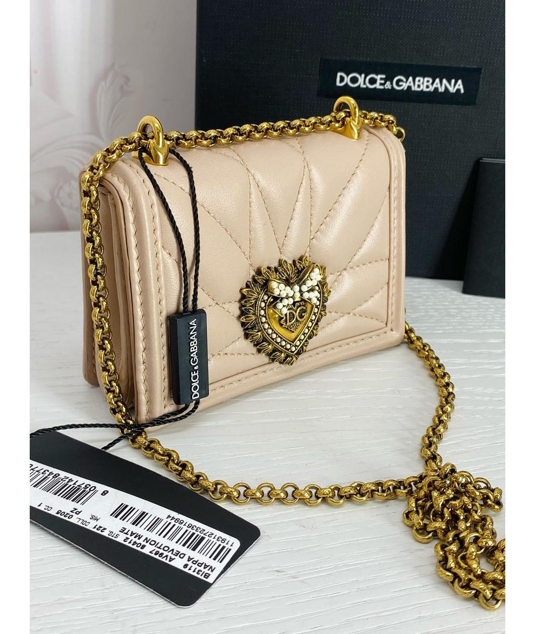 DOLCE&GABBANA Розовая кожаная сумка через плечо, фото 2