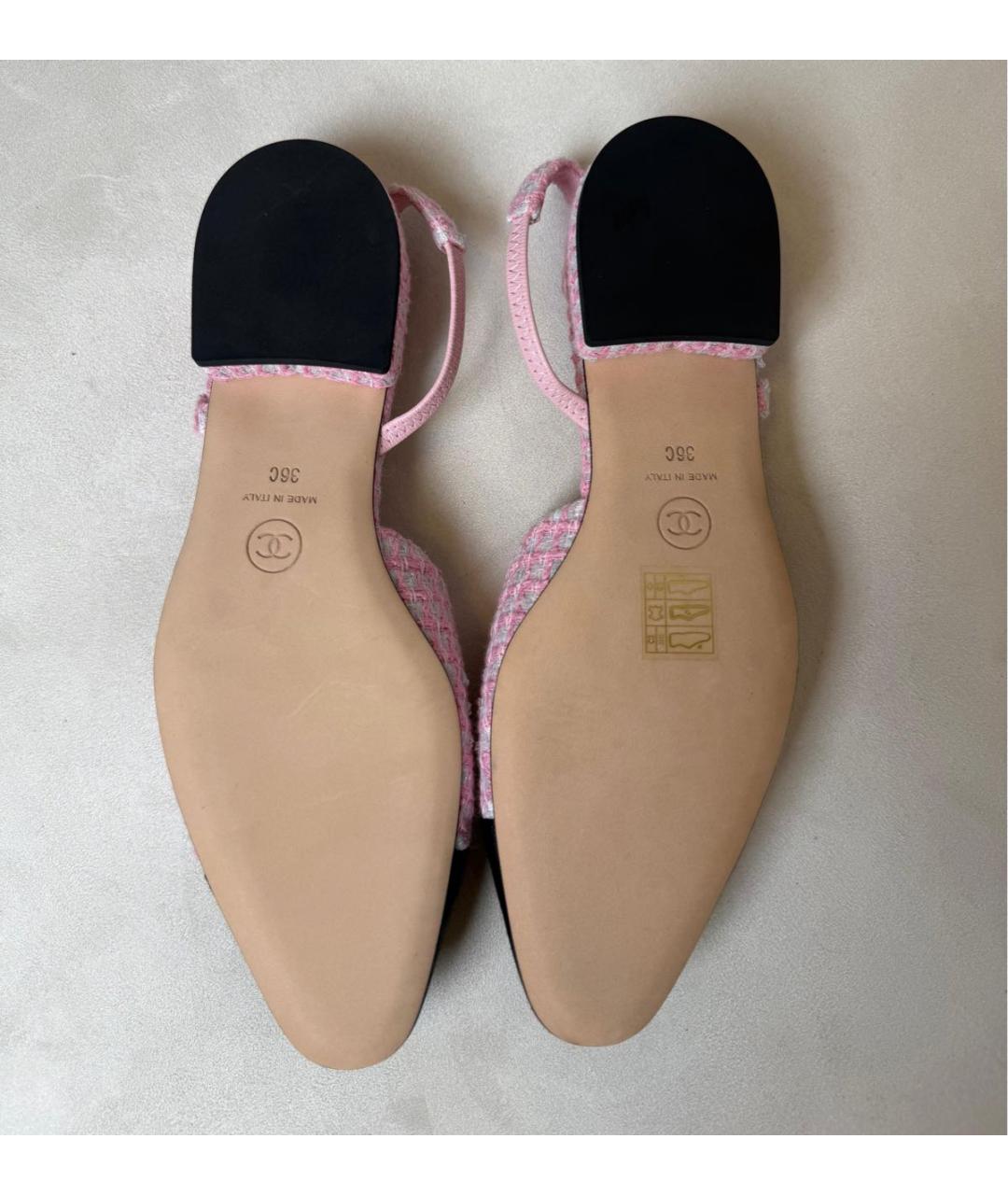CHANEL Розовые текстильные лодочки на низком каблуке, фото 2