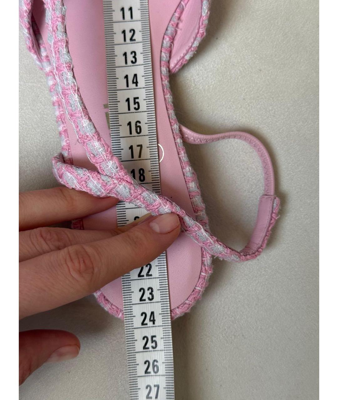 CHANEL Розовые текстильные лодочки на низком каблуке, фото 3