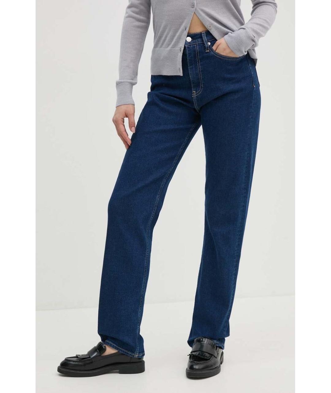 CALVIN KLEIN JEANS Синие хлопковые прямые джинсы, фото 2