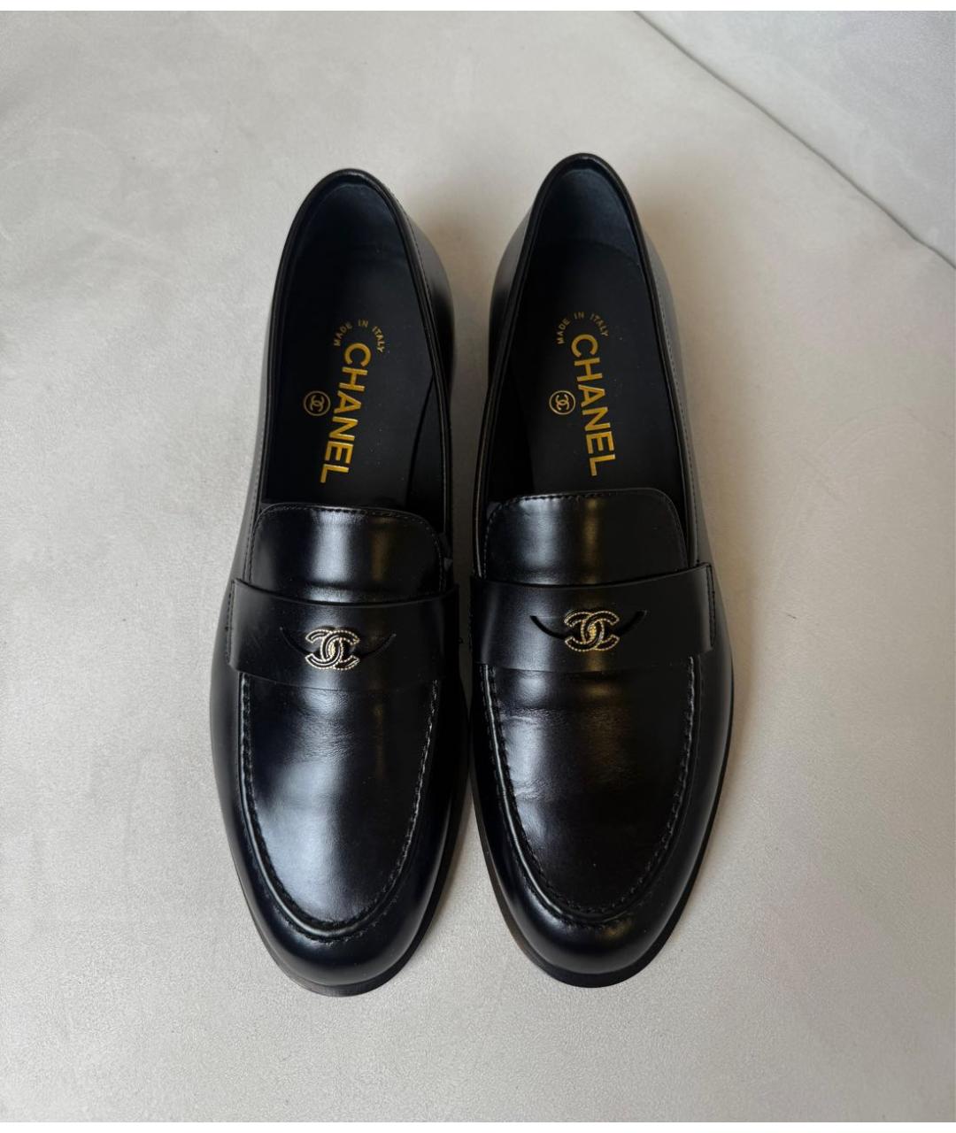 CHANEL Черные кожаные лоферы, фото 4