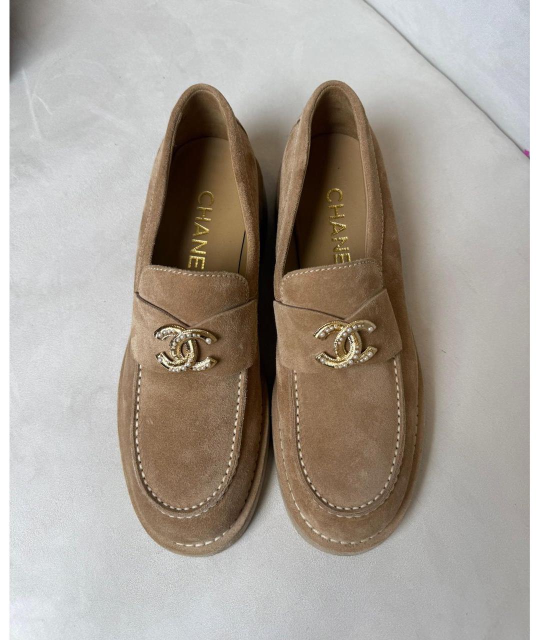 CHANEL Бежевые замшевые лоферы, фото 2