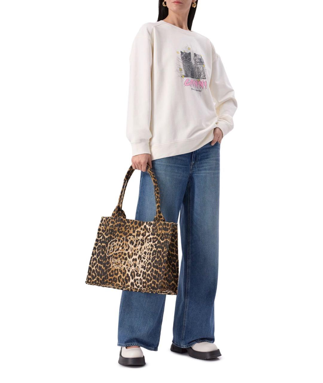 GANNI Коричневая хлопковая сумка тоут, фото 6