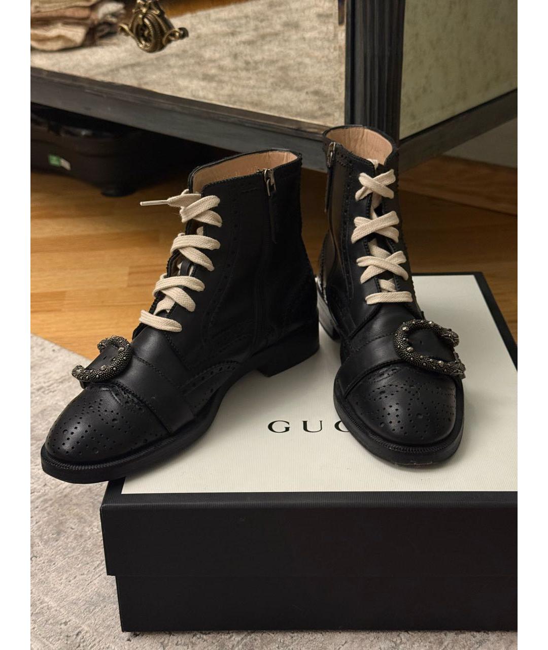 GUCCI Черные кожаные брогги и оксфорды, фото 6