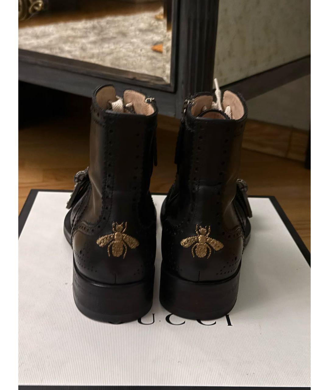 GUCCI Черные кожаные брогги и оксфорды, фото 4