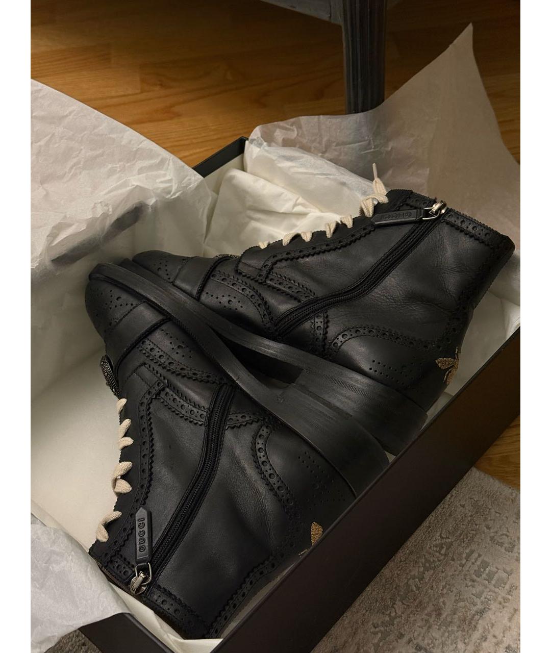 GUCCI Черные кожаные брогги и оксфорды, фото 3