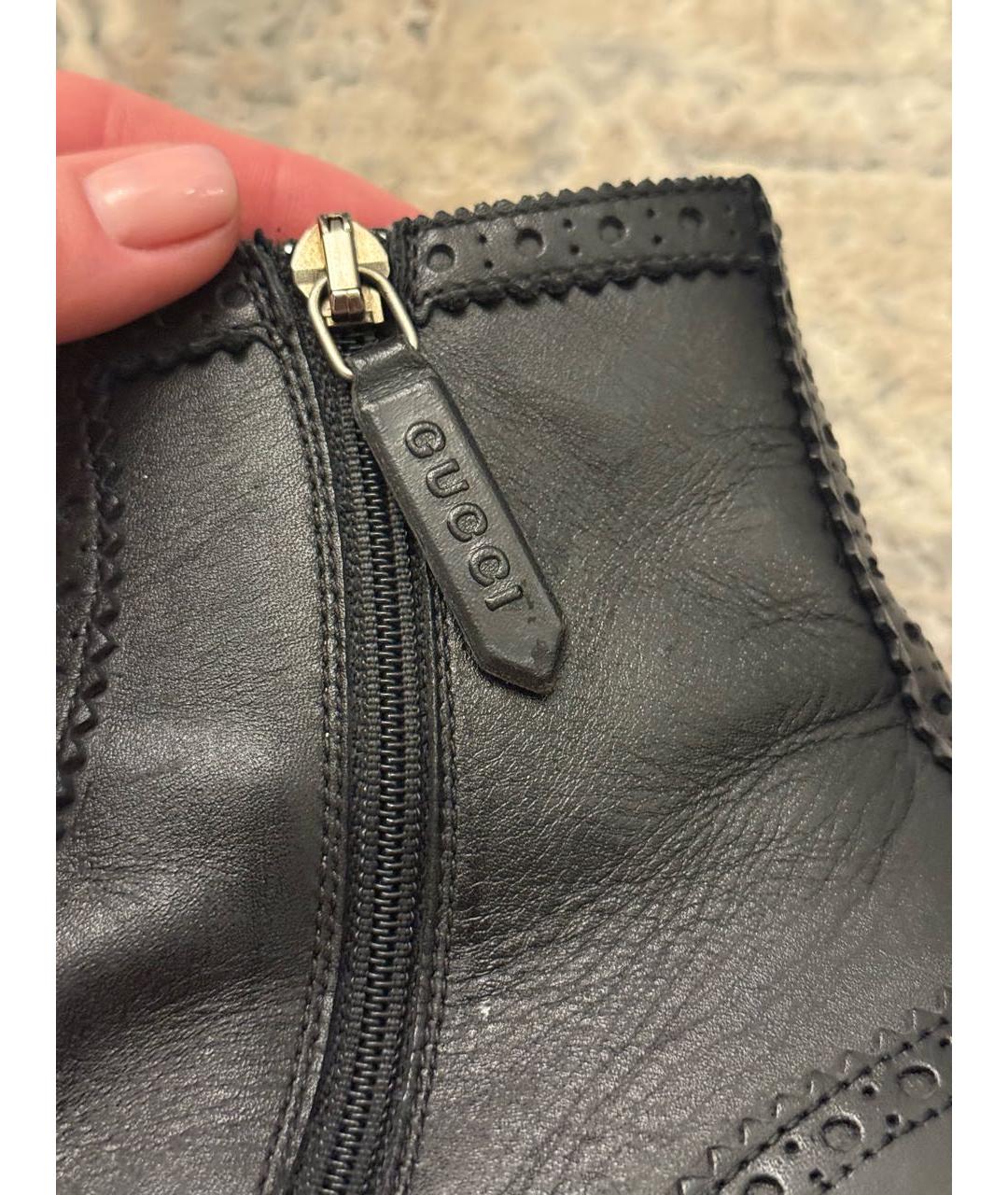 GUCCI Черные кожаные брогги и оксфорды, фото 7