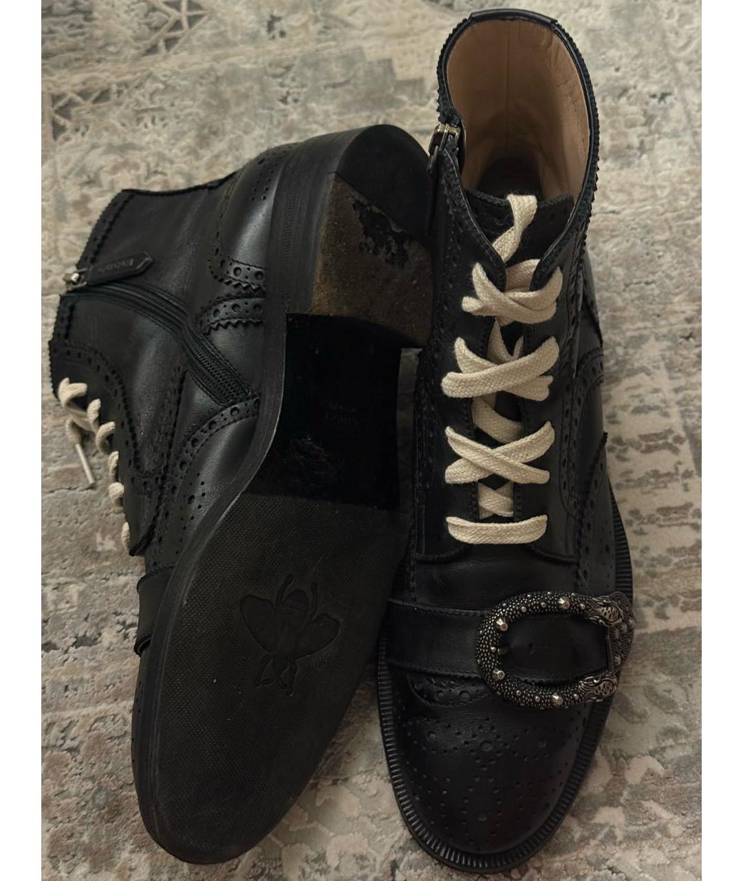 GUCCI Черные кожаные брогги и оксфорды, фото 8