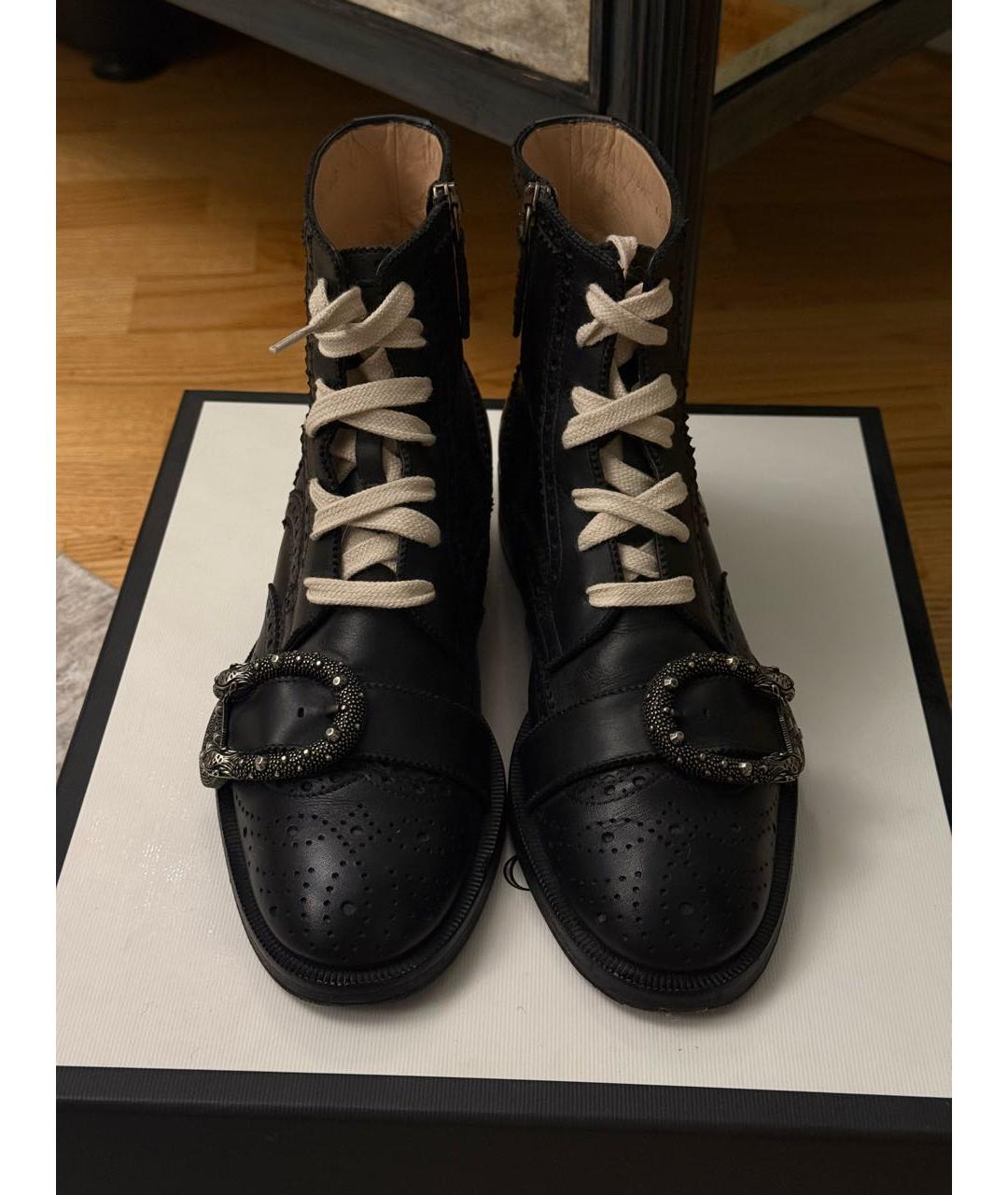 GUCCI Черные кожаные брогги и оксфорды, фото 2