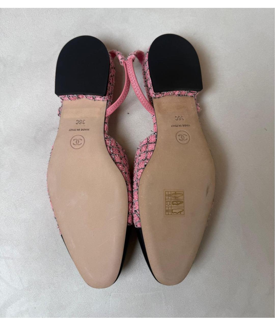 CHANEL Розовые текстильные лодочки на низком каблуке, фото 2