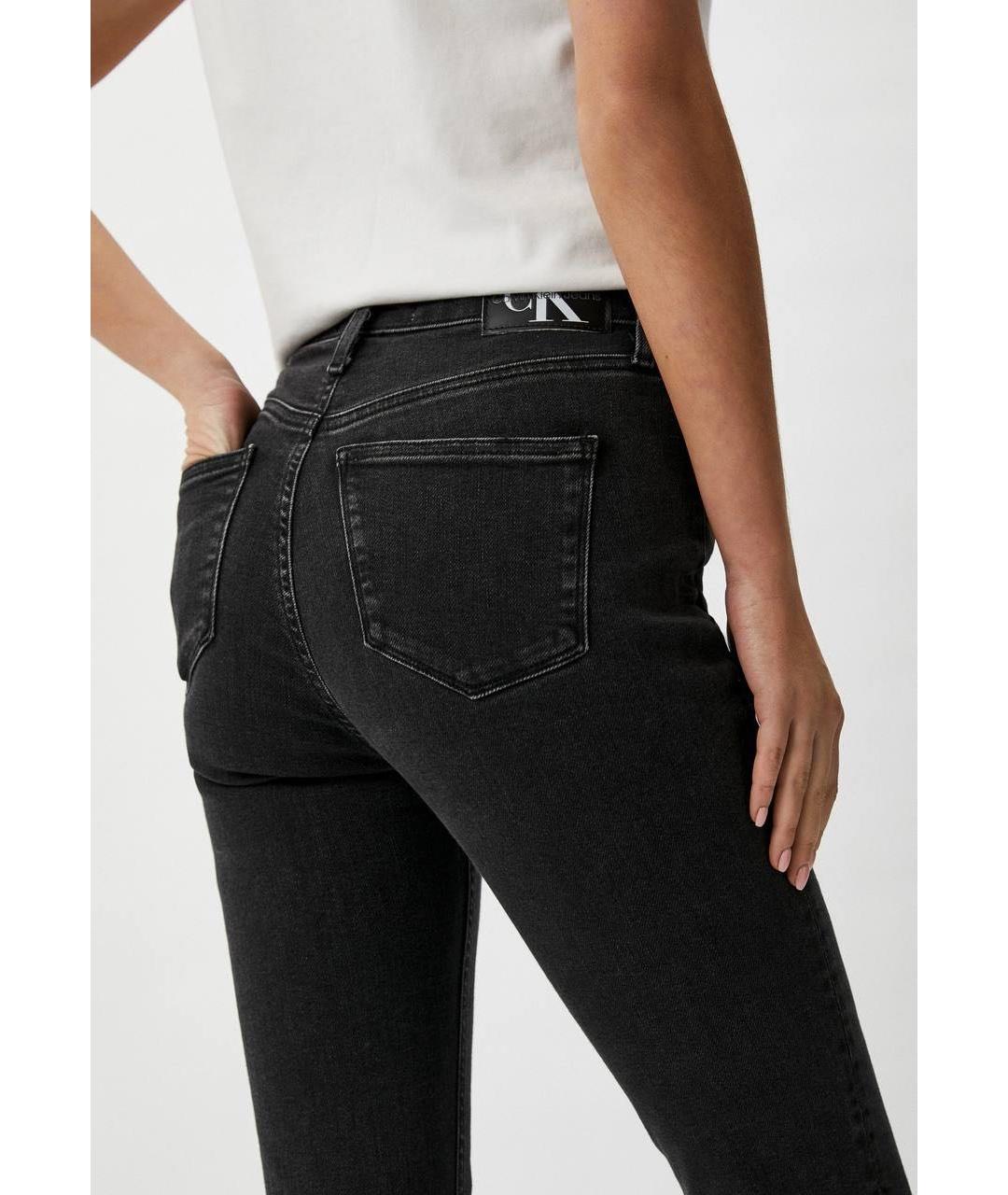 CALVIN KLEIN Черные хлопко-эластановые джинсы слим, фото 4