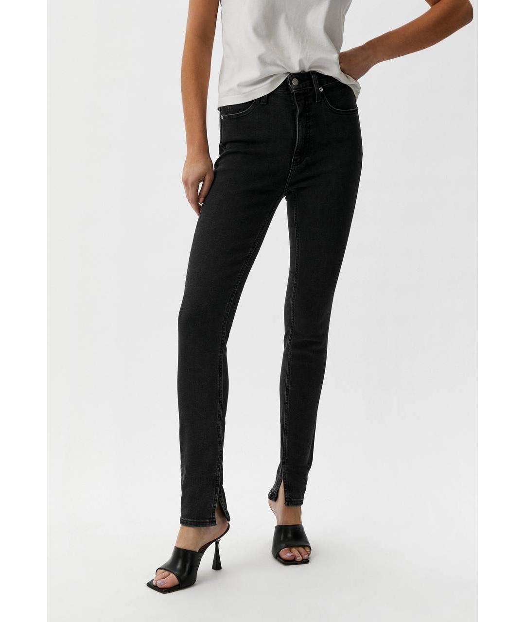 CALVIN KLEIN Черные хлопко-эластановые джинсы слим, фото 2