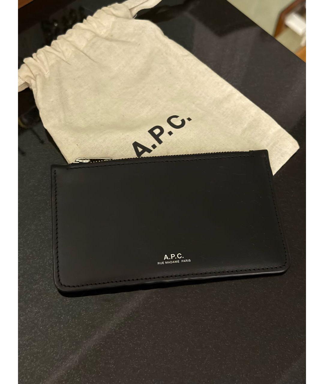 A.P.C. Черный кожаный кардхолдер, фото 3