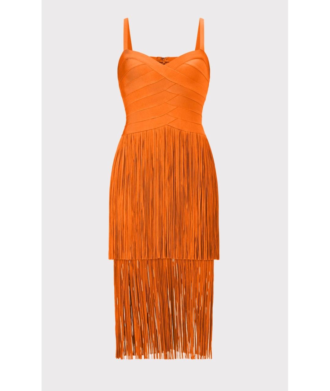 HERVE LEGER Оранжевое коктейльное платье, фото 4