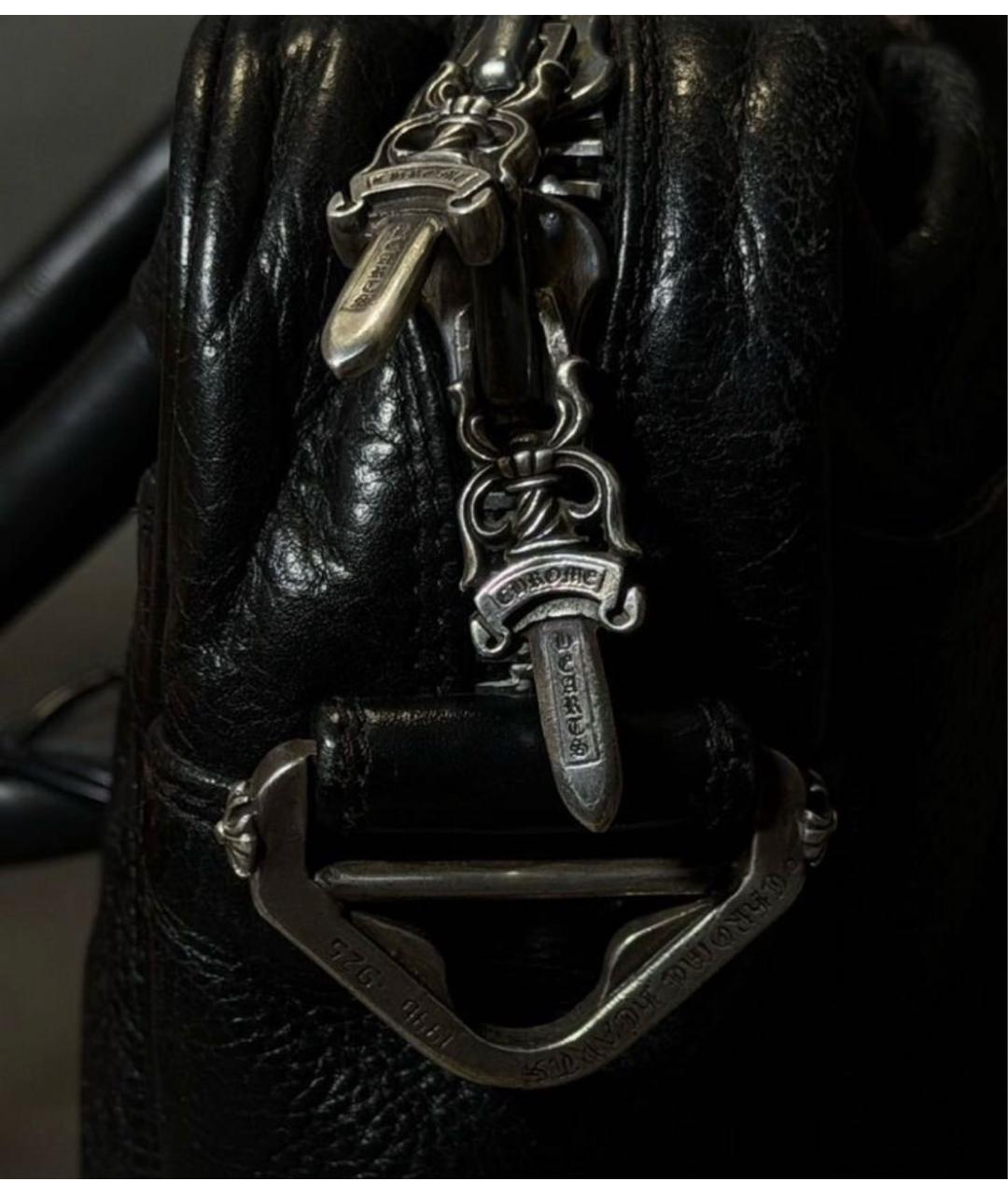 CHROME HEARTS Черный кожаный портфель, фото 5