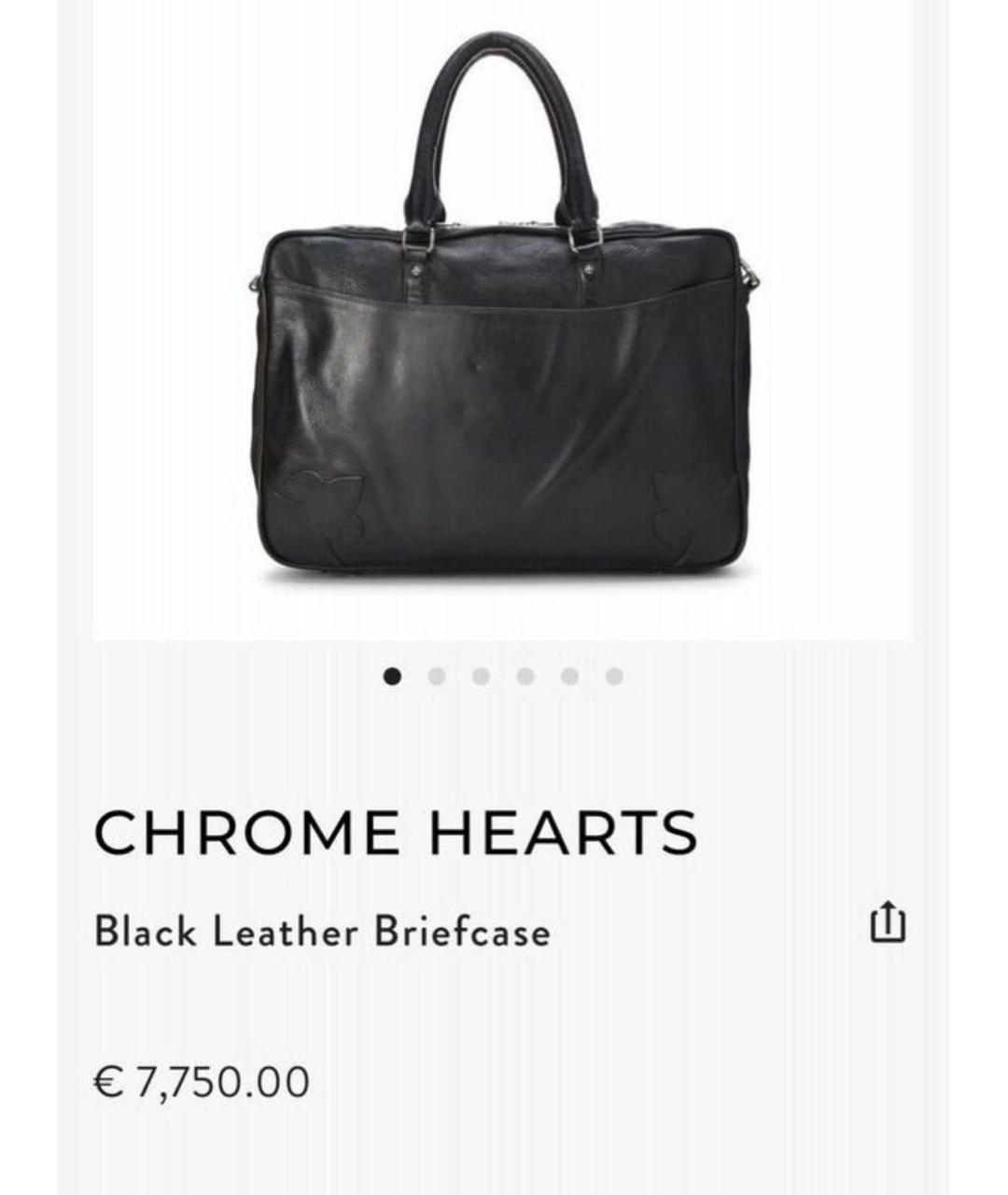 CHROME HEARTS Черный кожаный портфель, фото 3