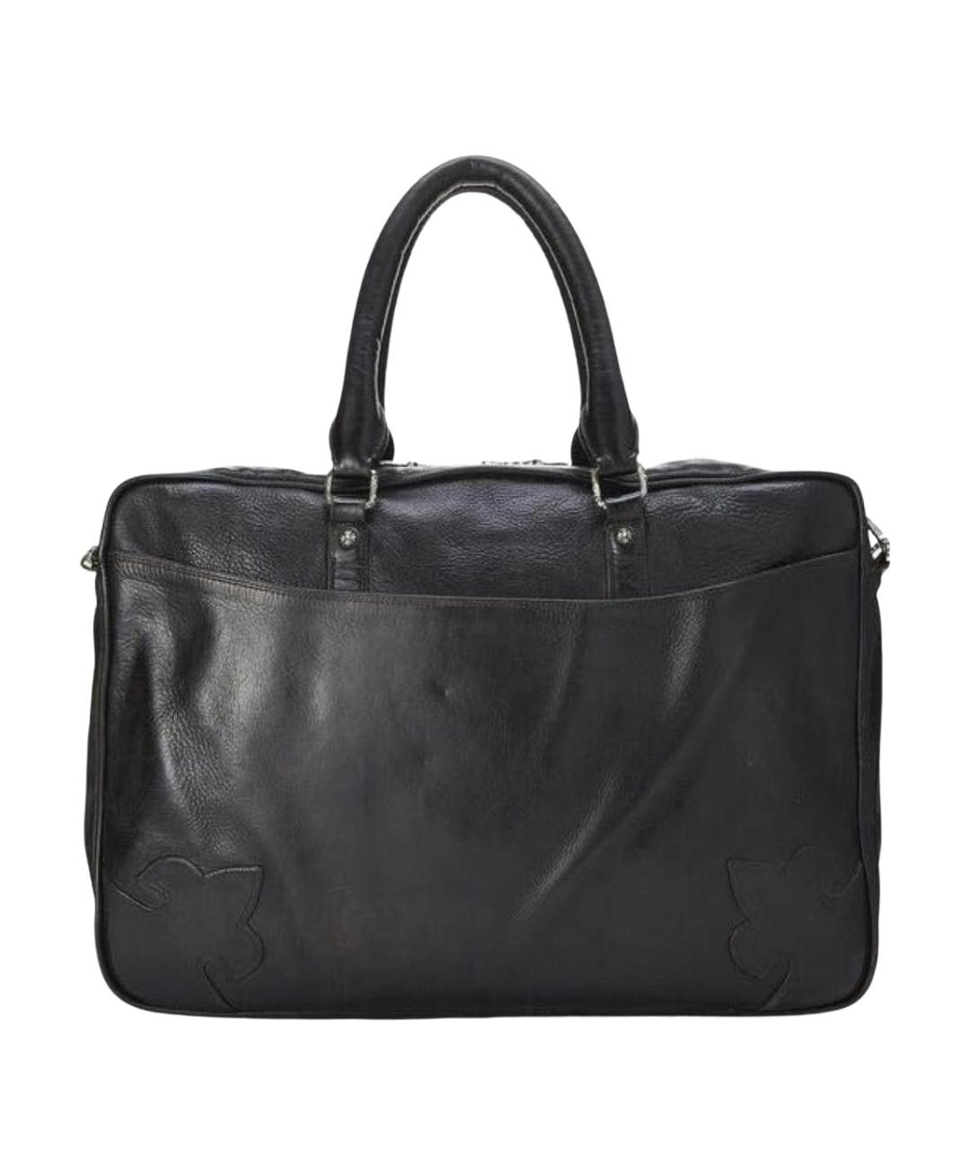 CHROME HEARTS Черный кожаный портфель, фото 1