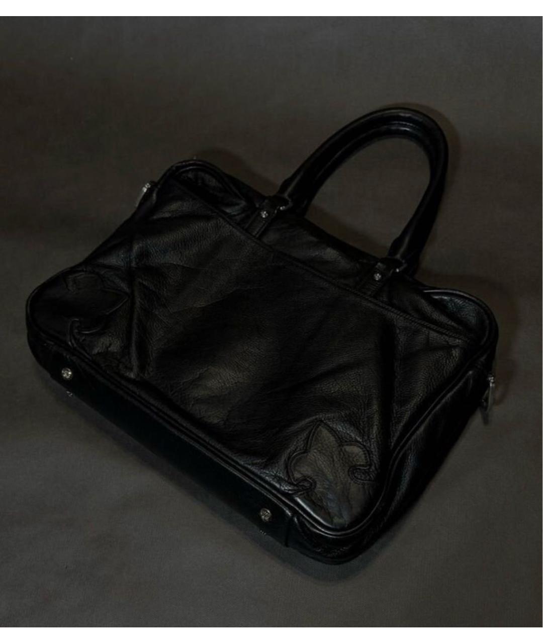 CHROME HEARTS Черный кожаный портфель, фото 4