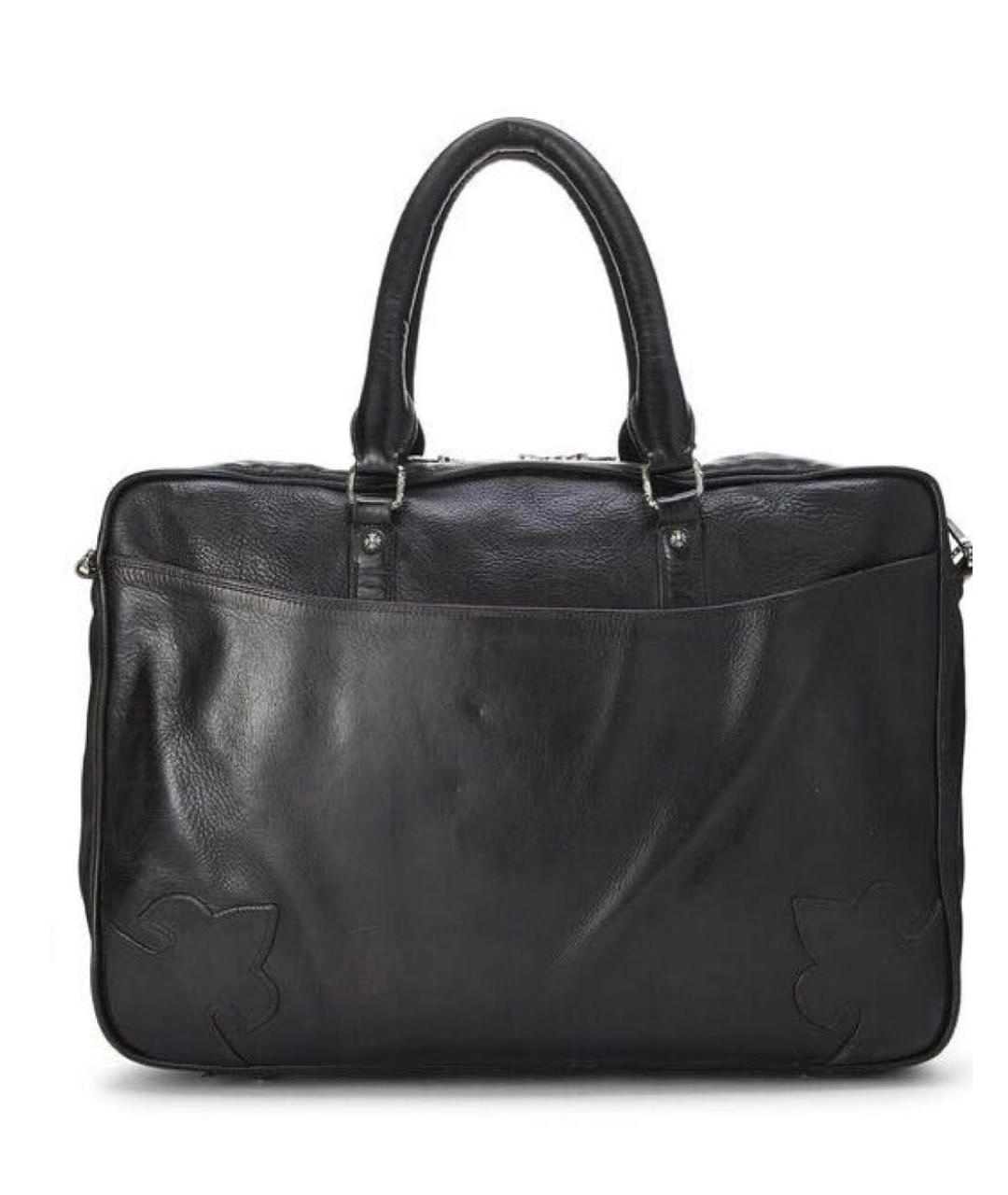CHROME HEARTS Черный кожаный портфель, фото 9