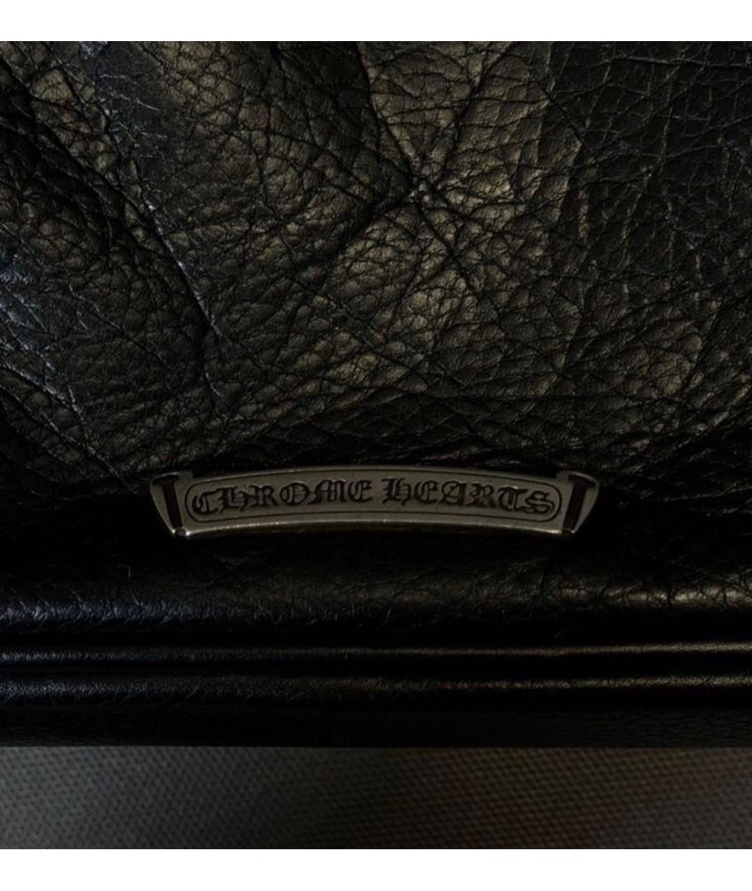 CHROME HEARTS Черный кожаный портфель, фото 8