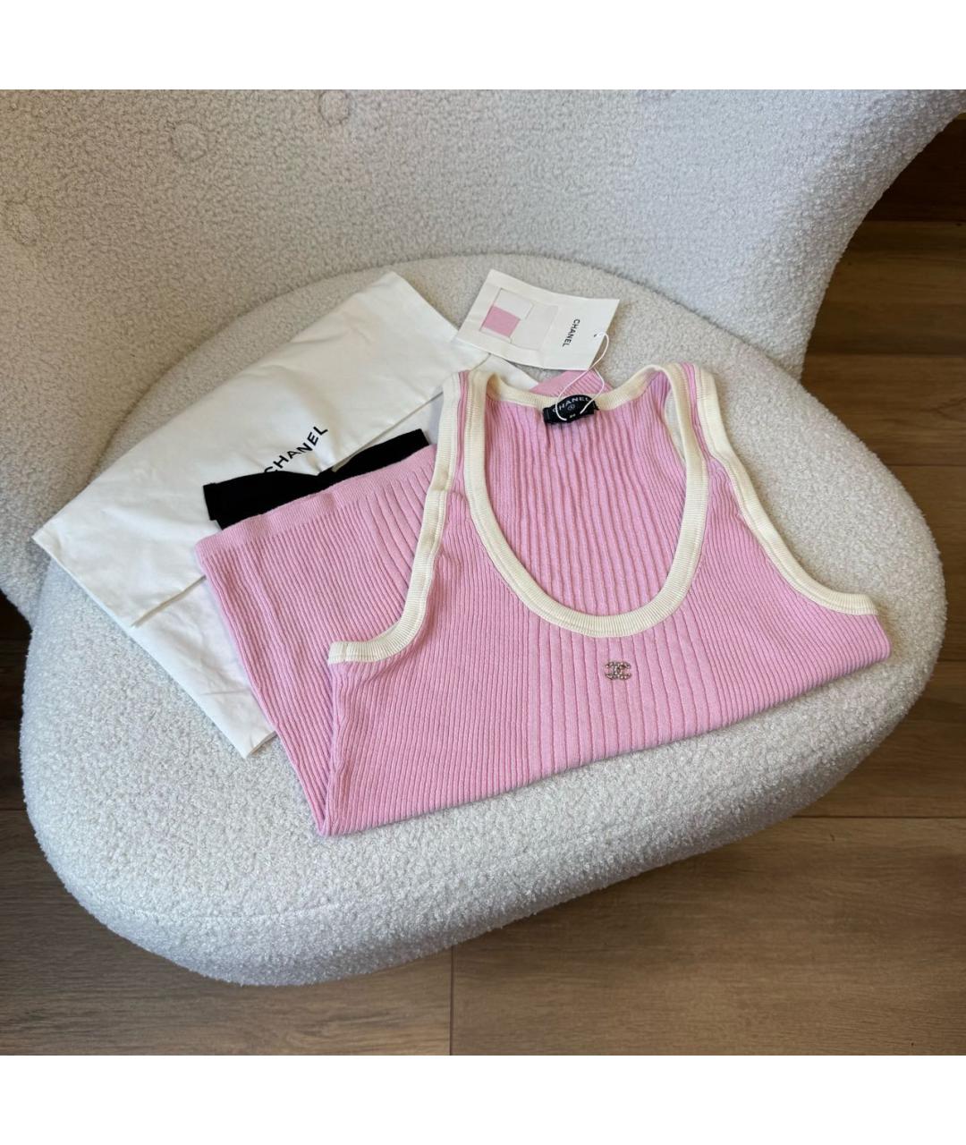 CHANEL Розовая хлопковая майка, фото 2