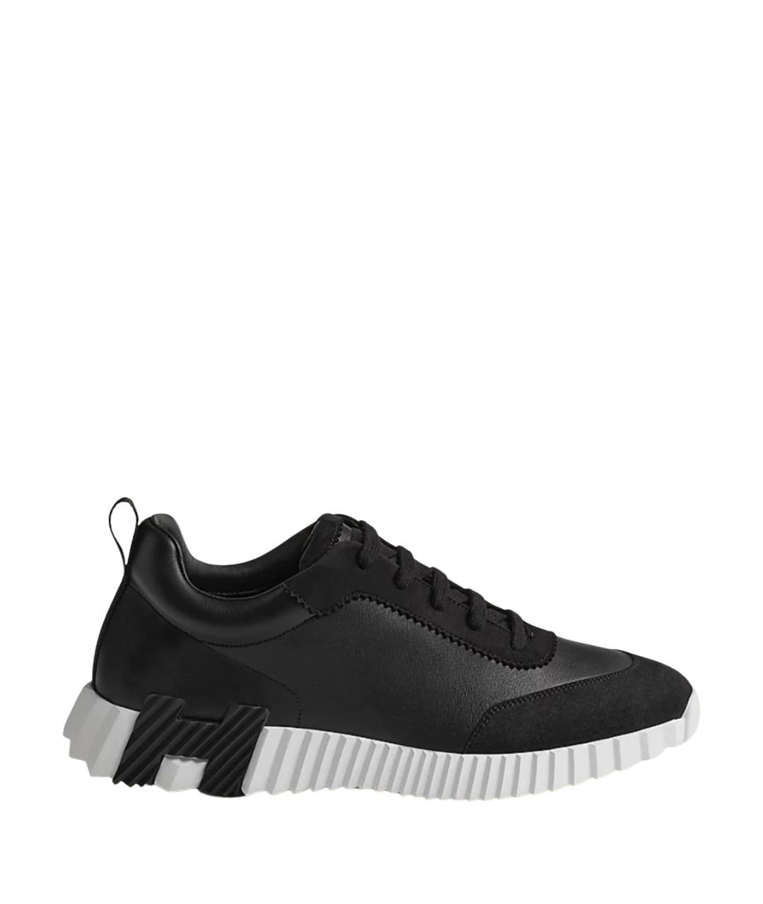 HERMES Черные кожаные низкие кроссовки / кеды, фото 1