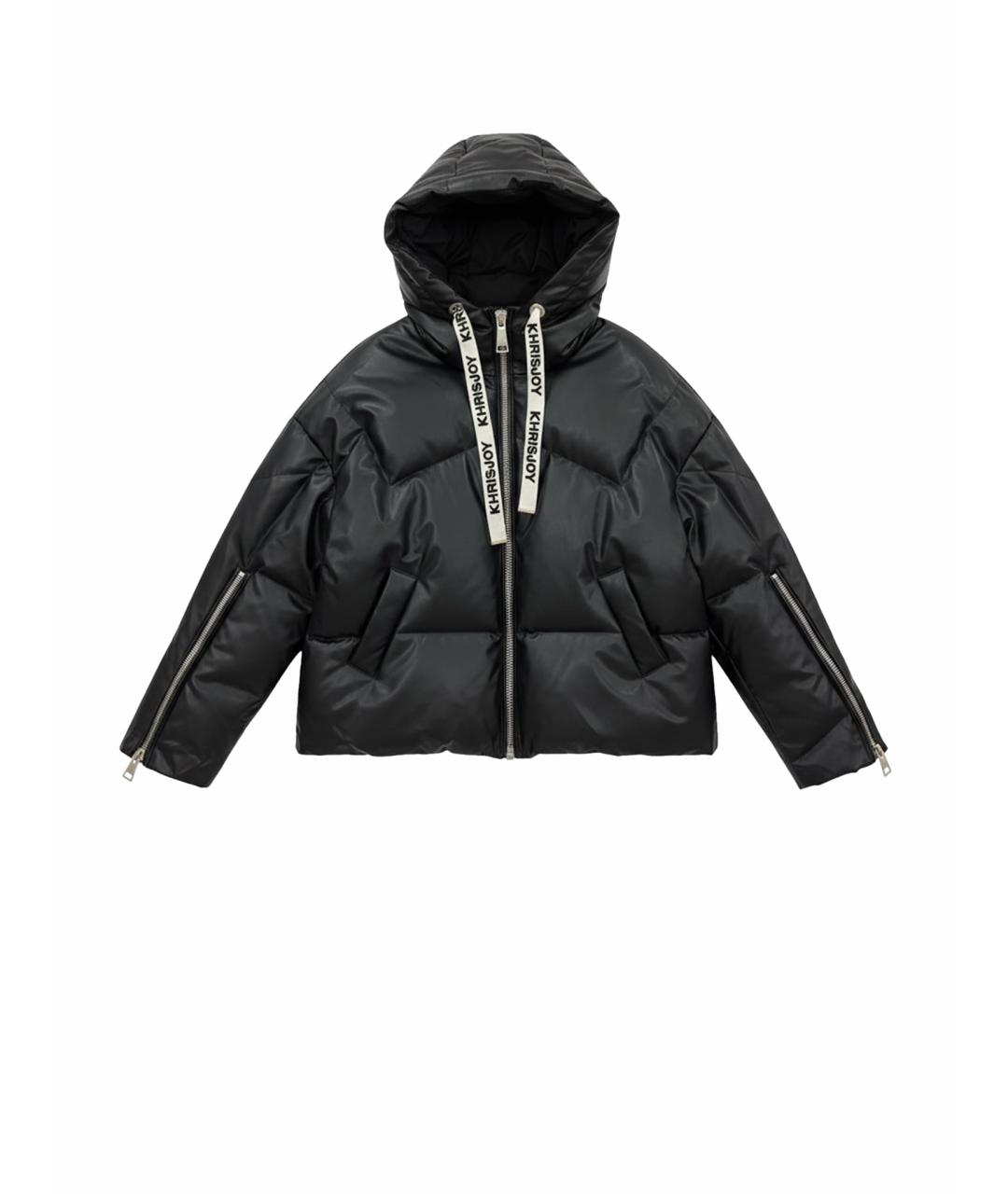 KHRISJOY Черный кожаный пуховик, фото 1