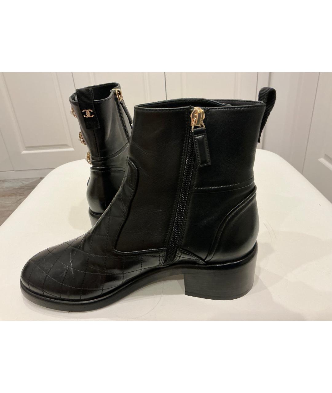 CHANEL Черные кожаные ботинки, фото 6