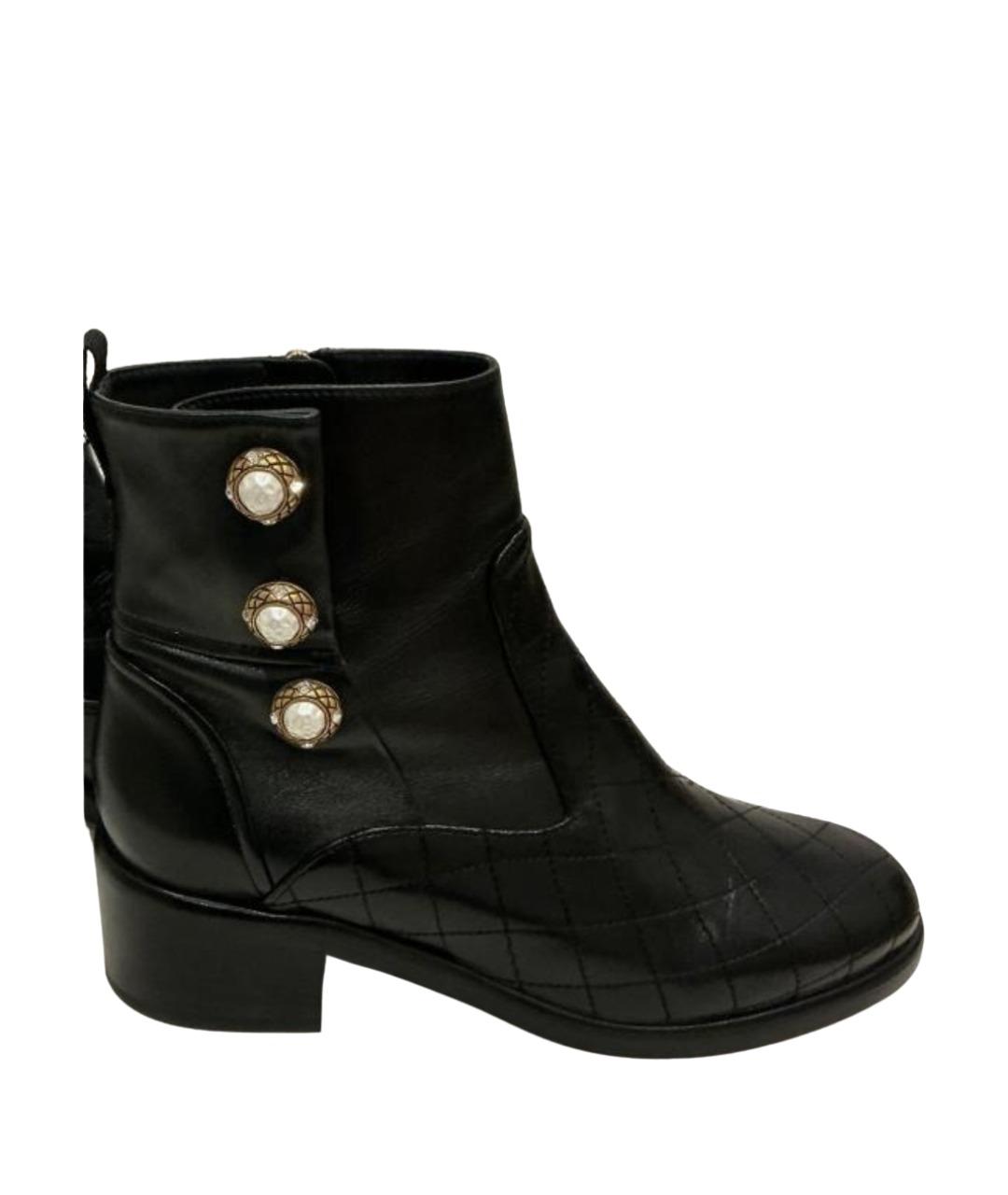 CHANEL Черные кожаные ботинки, фото 1