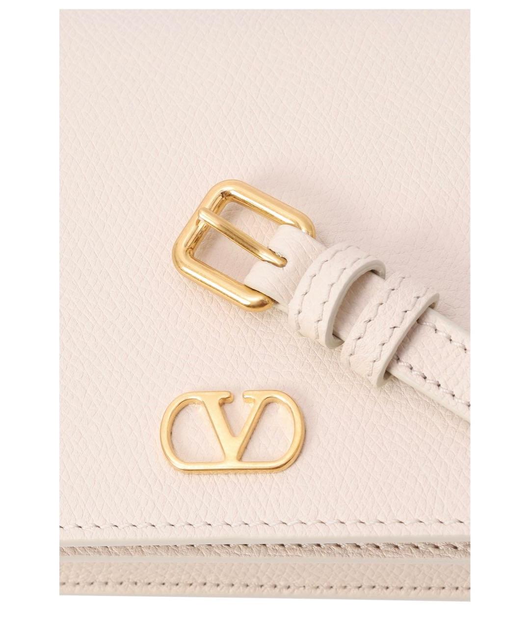 VALENTINO Бежевая кожаная сумка с короткими ручками, фото 6