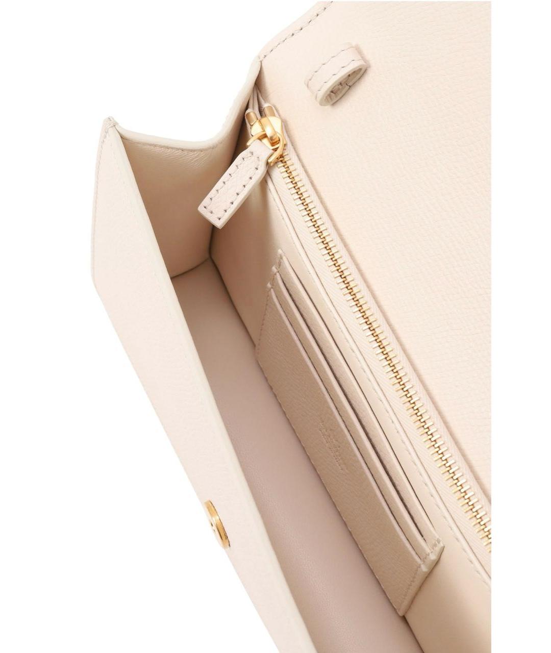 VALENTINO Бежевая кожаная сумка с короткими ручками, фото 4
