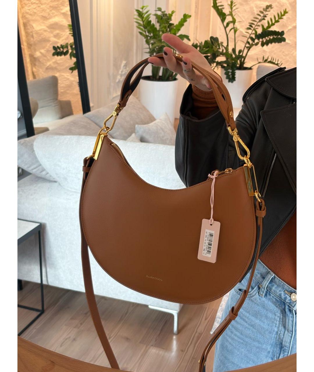 COCCINELLE Коричневая кожаная сумка с короткими ручками, фото 2