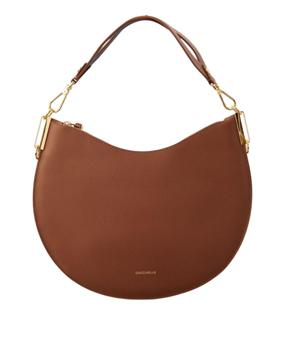 COCCINELLE Коричневая кожаная сумка с короткими ручками, фото 1