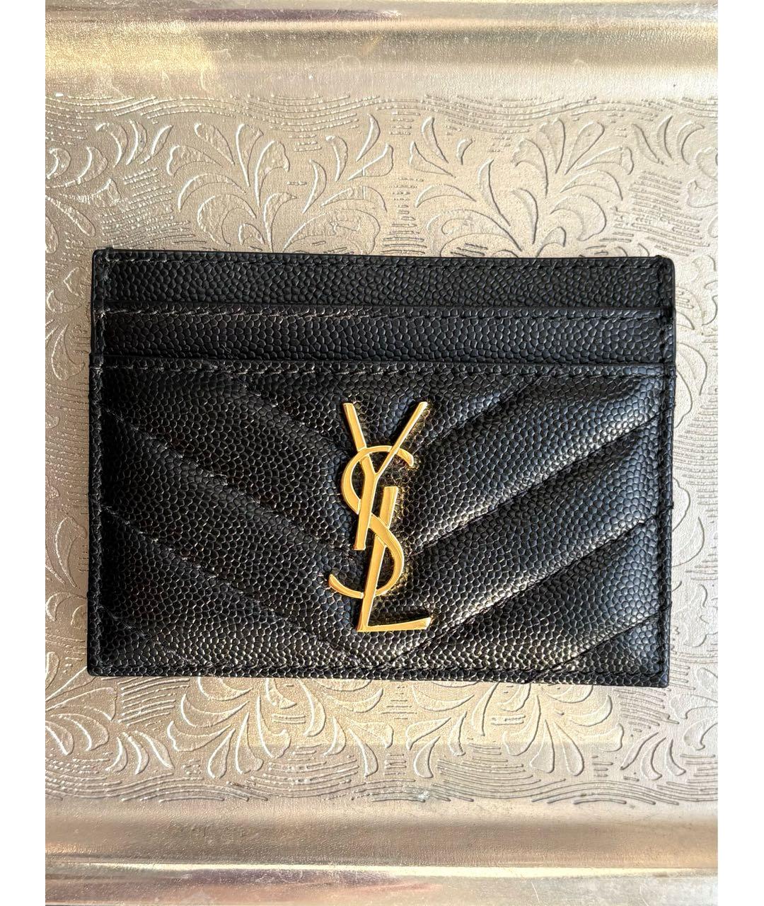 SAINT LAURENT Черный кожаный кардхолдер, фото 5