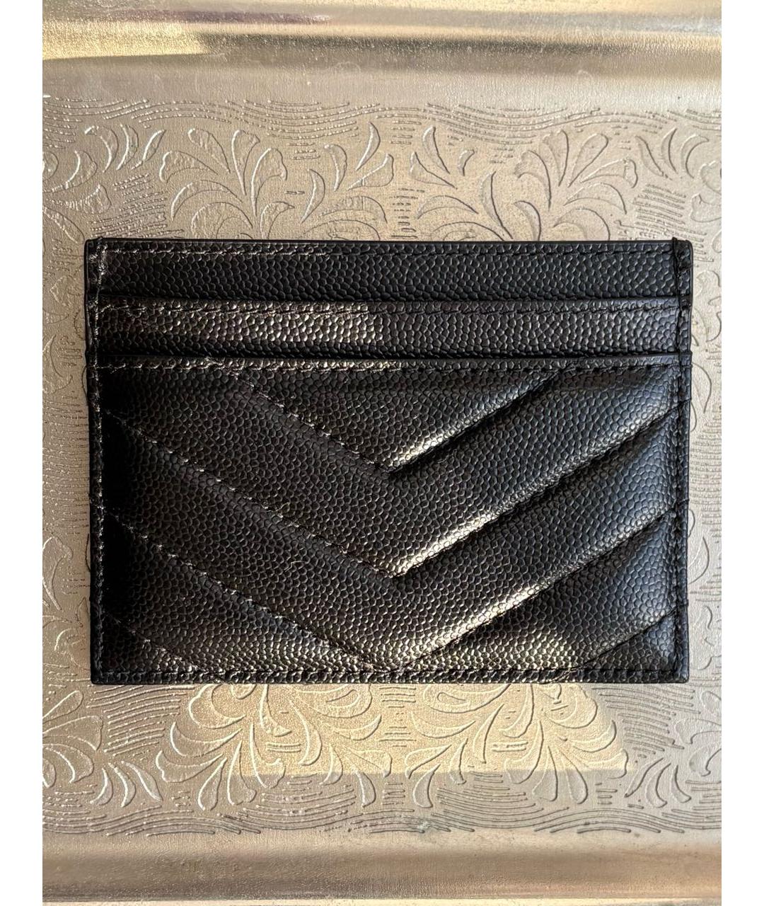 SAINT LAURENT Черный кожаный кардхолдер, фото 2