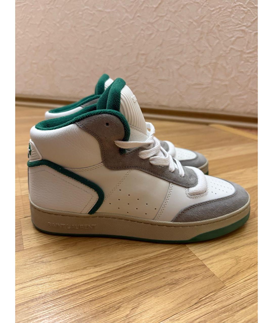 SAINT LAURENT Белые кожаные высокие кроссовки / кеды, фото 8