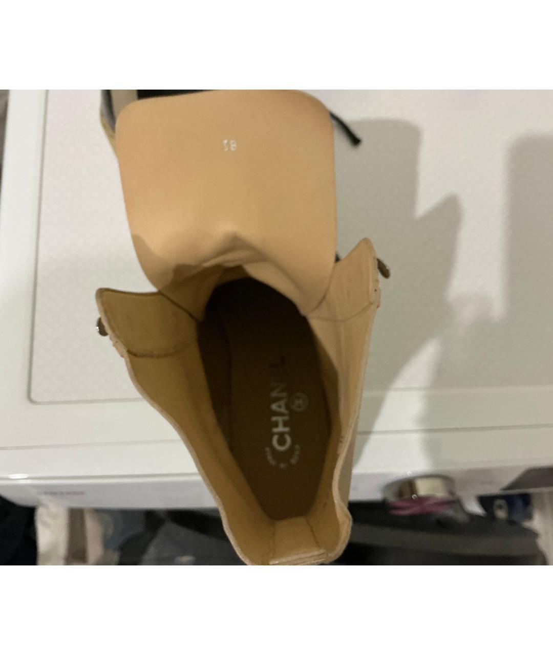 CHANEL Бежевые кожаные ботинки, фото 6