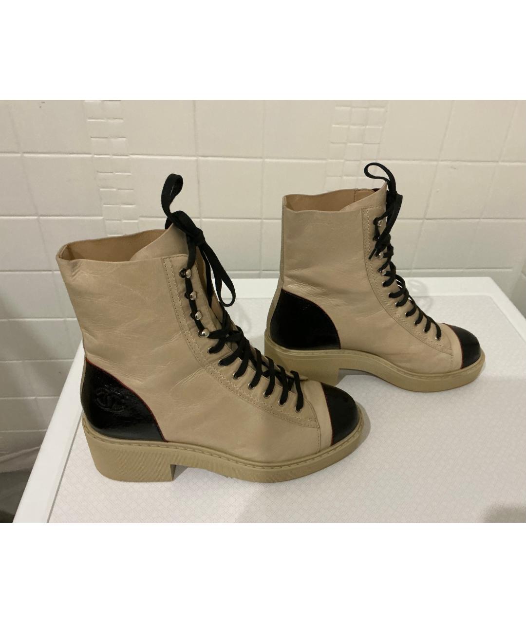 CHANEL Бежевые кожаные ботинки, фото 8