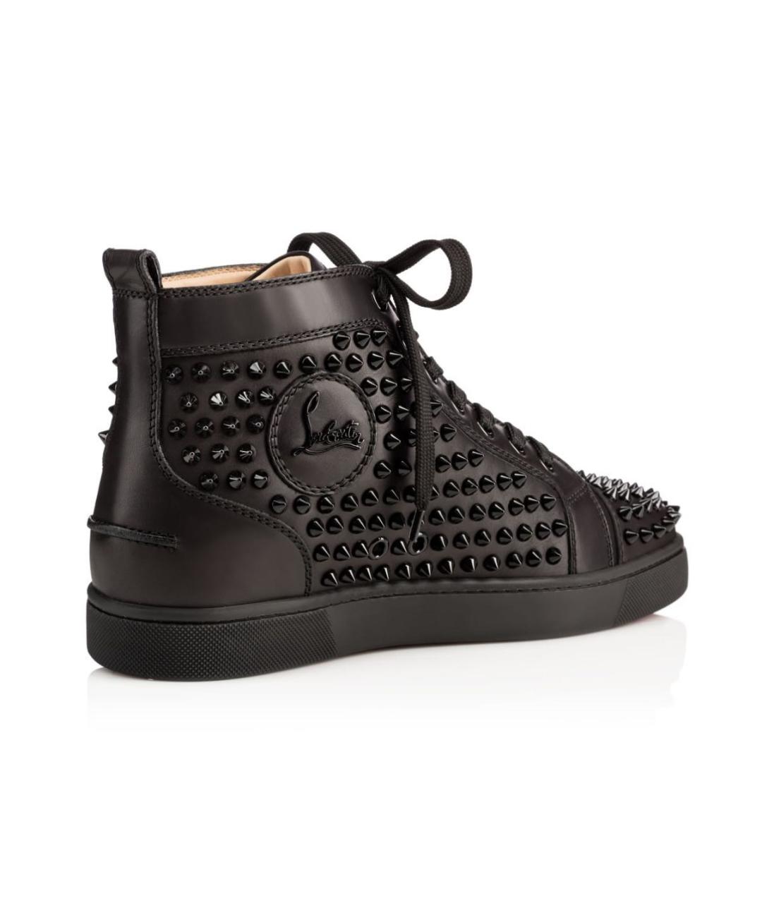CHRISTIAN LOUBOUTIN Черные кожаные высокие кроссовки / кеды, фото 4