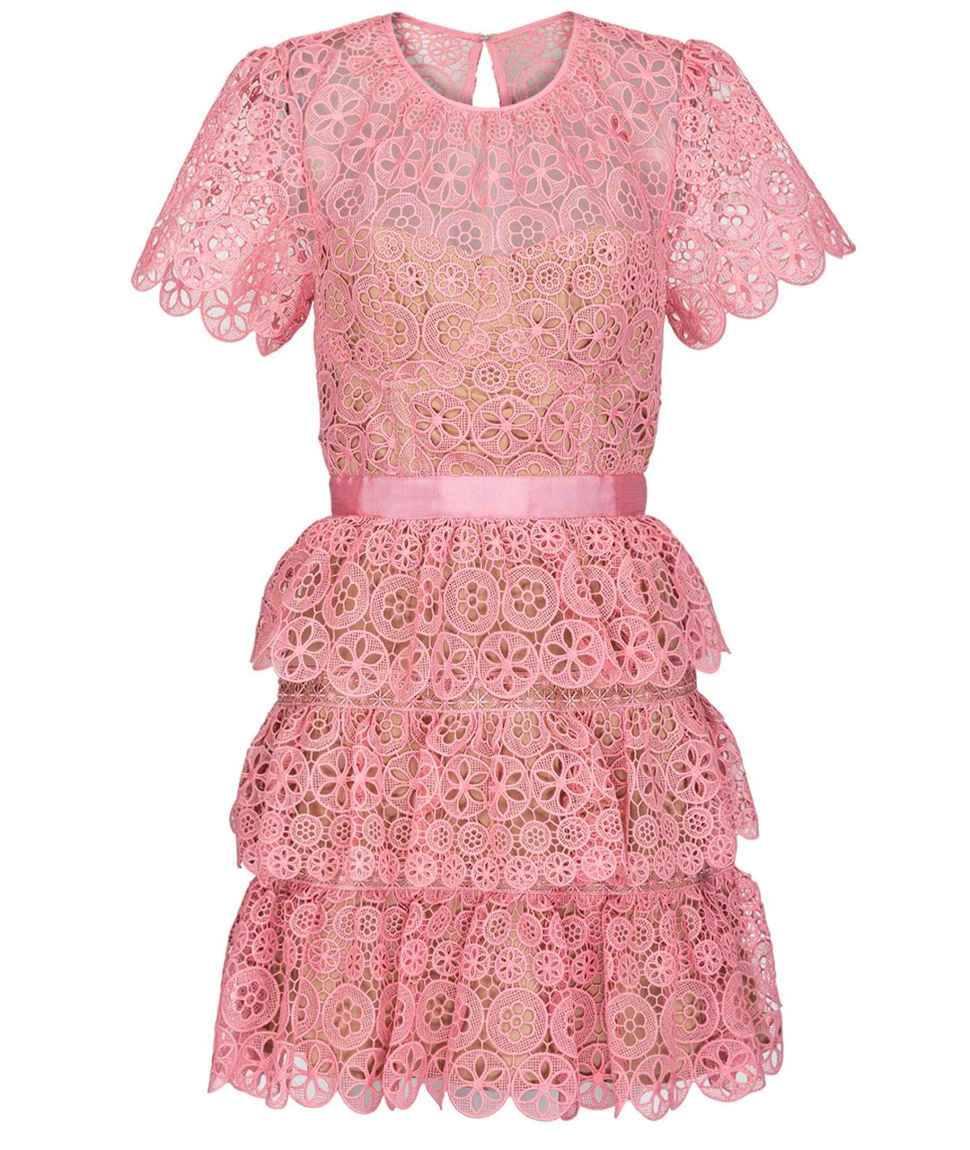 SELF-PORTRAIT Розовое кружевное коктейльное платье, фото 1