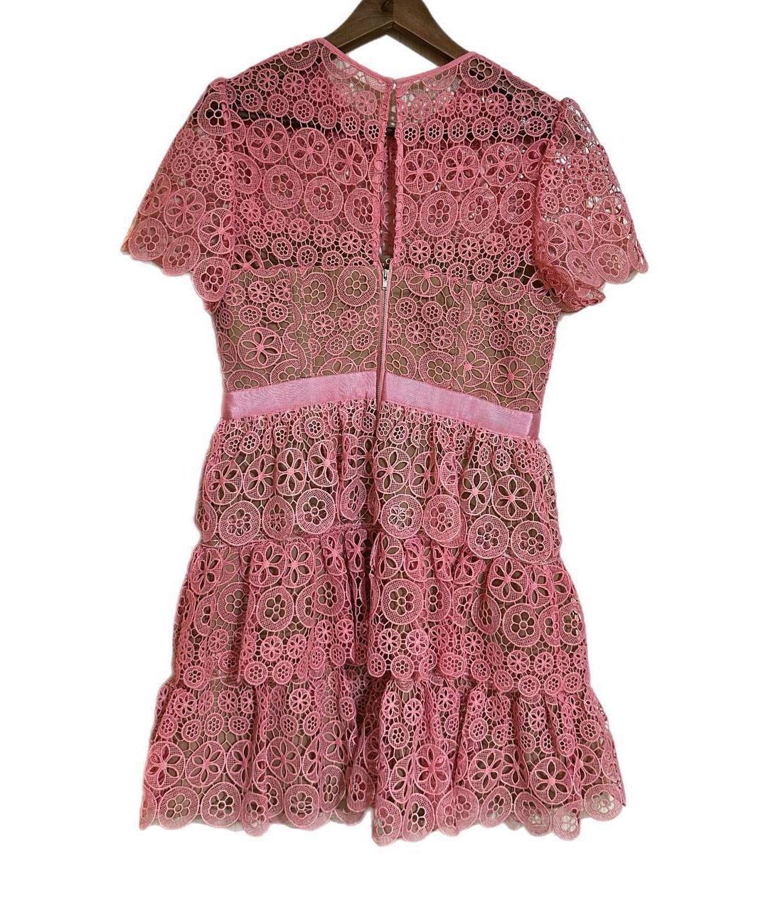 SELF-PORTRAIT Розовое кружевное коктейльное платье, фото 2